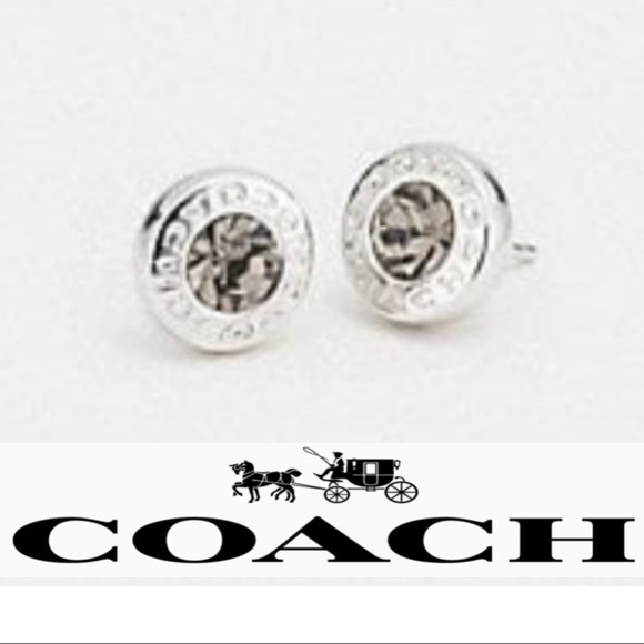 Coach Open Circle Stone Strand Earrings Silver - Picture 1 of 12